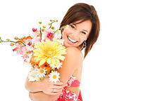 flowers make women smile
