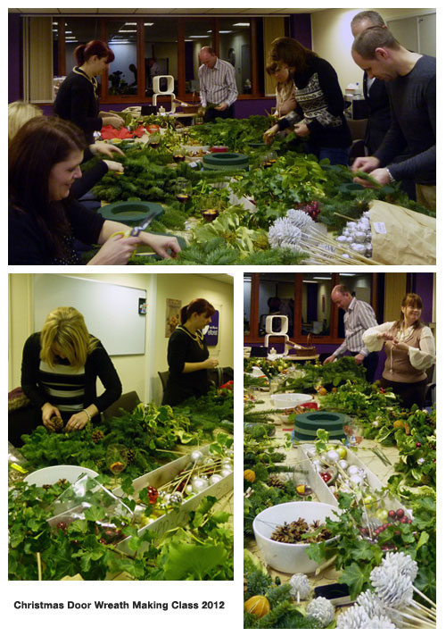 Christmas door wreath making