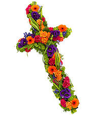 Vibrant Funeral Flower Cross Tribute